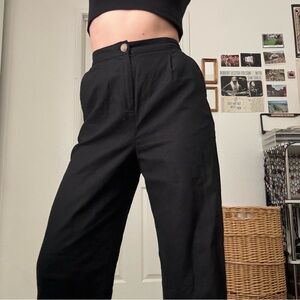 Black High-Waisted Linen Pants